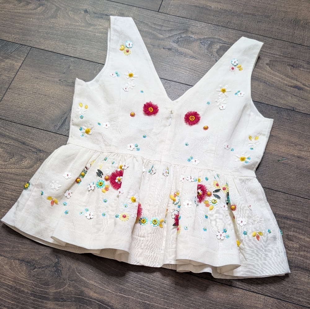J. Crew White Top with Colorful Floral Embroidery - Picture 7 of 7